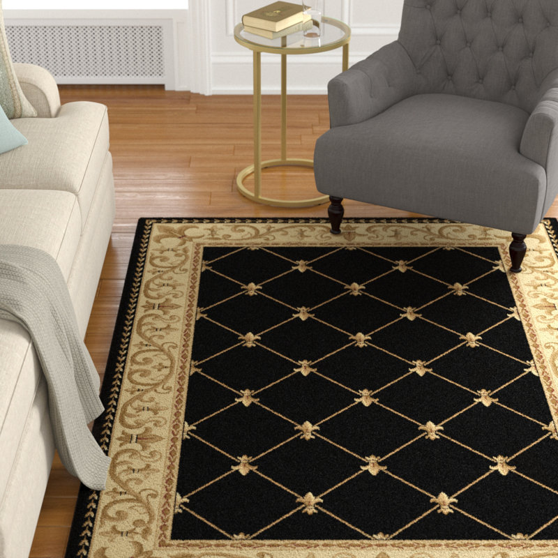 Astoria Grand Clarence Black/Gold Area Rug & Reviews Wayfair
